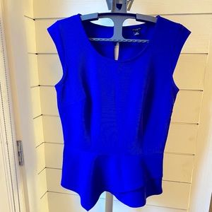 Ann Taylor Size XS Cobalt Blue Peplum Top Blouse